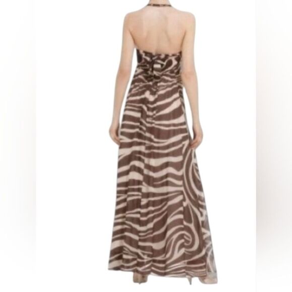 NWT BCBG MaxAzria 100% Silk Womens Maxi Dress Halter Animal Print  Size 4 Y2K - Picture 13 of 13